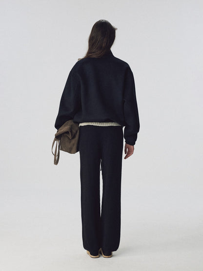 NOTHING WRITTEN LEATHER PLAZA ZIP BLOUSON - DARK NAVY