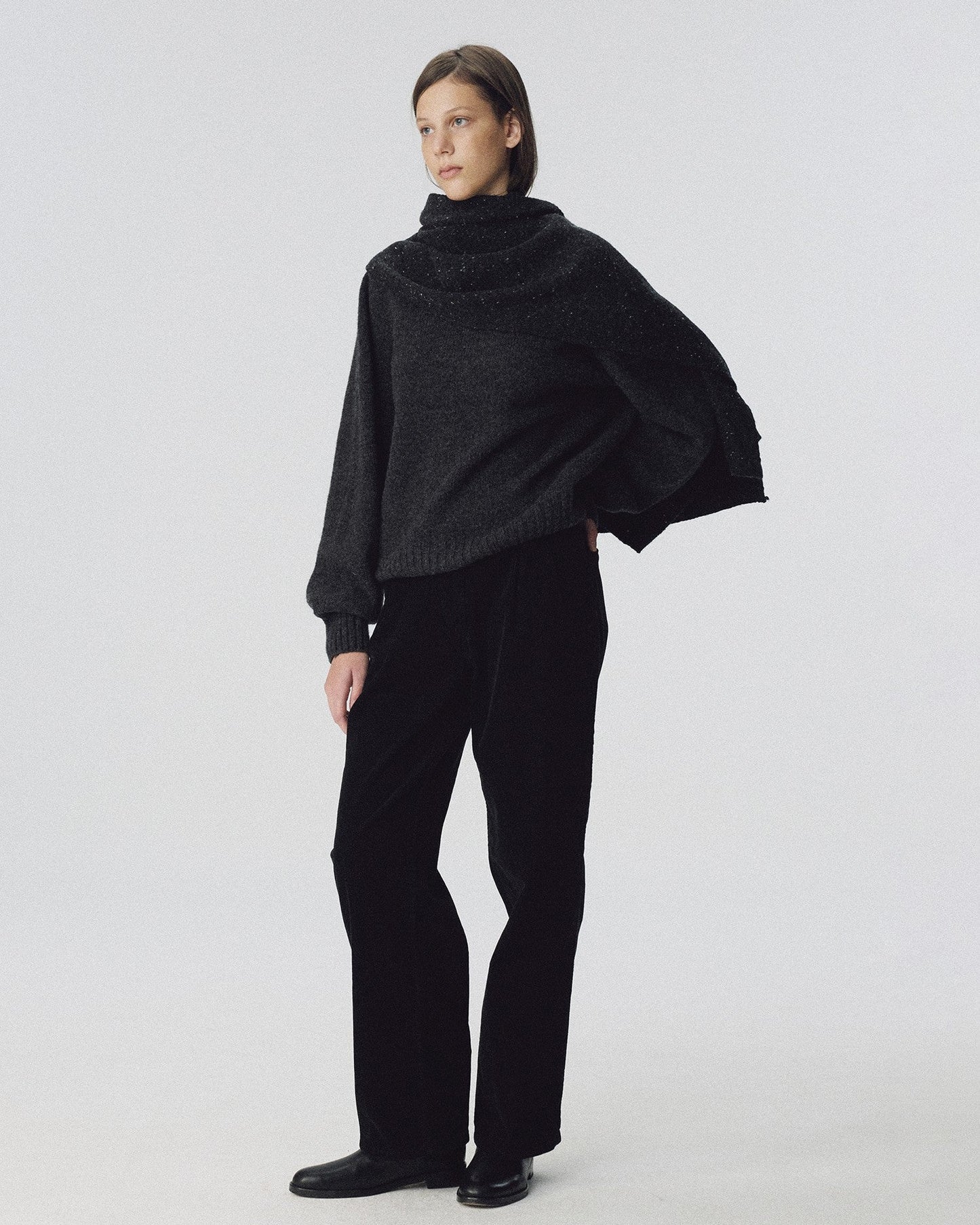 NOTHING WRITTEN NEP YARN MIXED MUFFLER - CHARCOAL