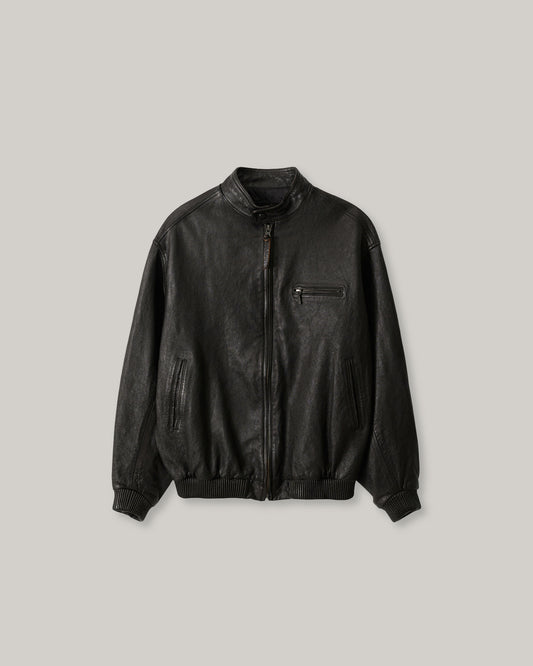 NOTHING WRITTEN LEATHER SINGLE RIDER JACKET - BLACK