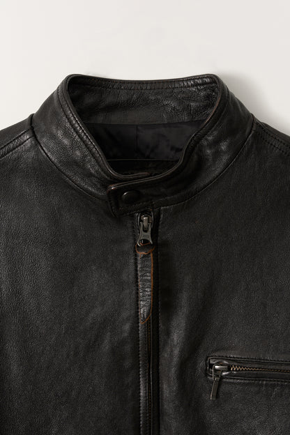 NOTHING WRITTEN LEATHER SINGLE RIDER JACKET - BLACK