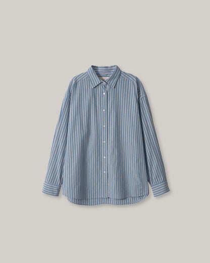 NOTHING WRITTEN METIS COTTON SHIRT - BLUE STRIPE