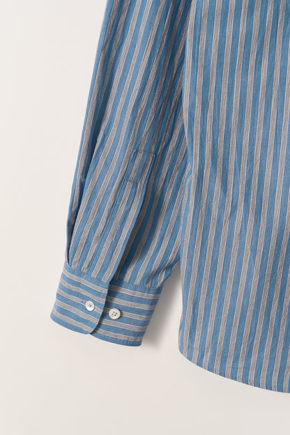 NOTHING WRITTEN METIS COTTON SHIRT - BLUE STRIPE
