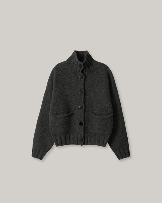 NOTHING WRITTEN MARRIE SOFT POCKET CARDIGAN - CHARCOAL