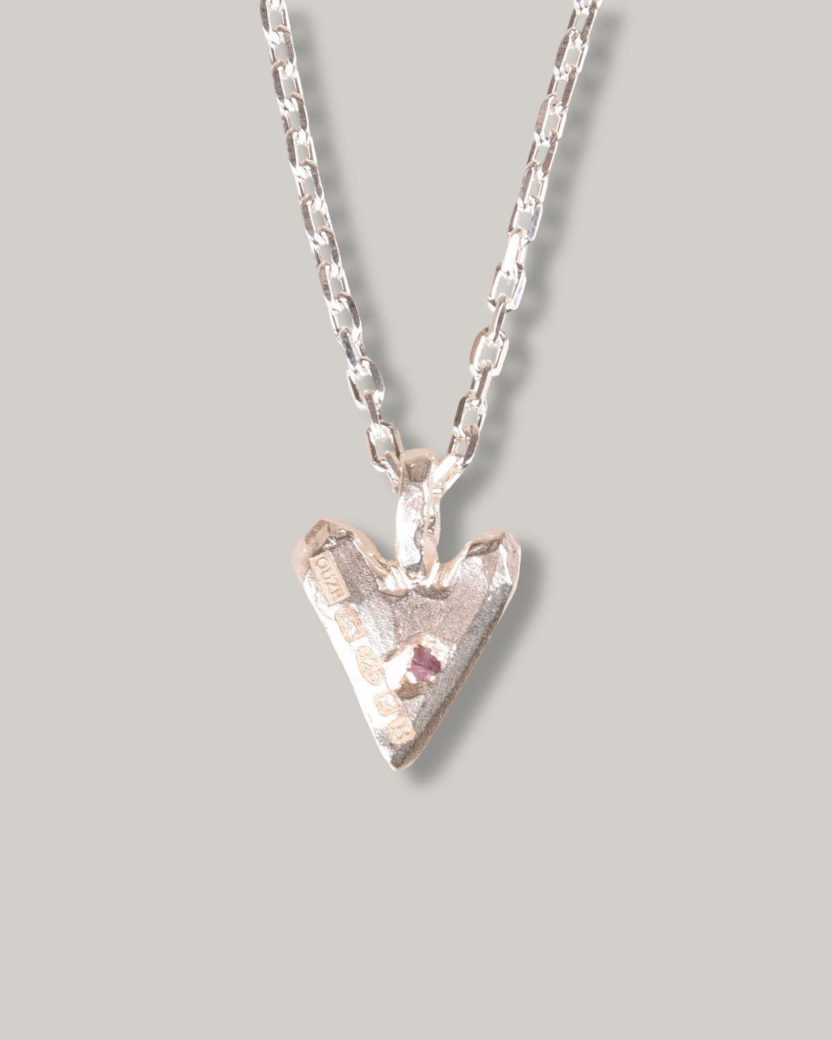 THE OUZE RAW PINK SAPPHIRE HEART NECKLACE - STERLING SILVER