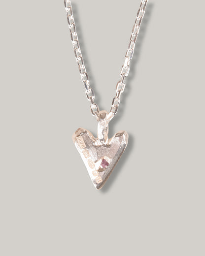 THE OUZE RAW PINK SAPPHIRE HEART NECKLACE - STERLING SILVER