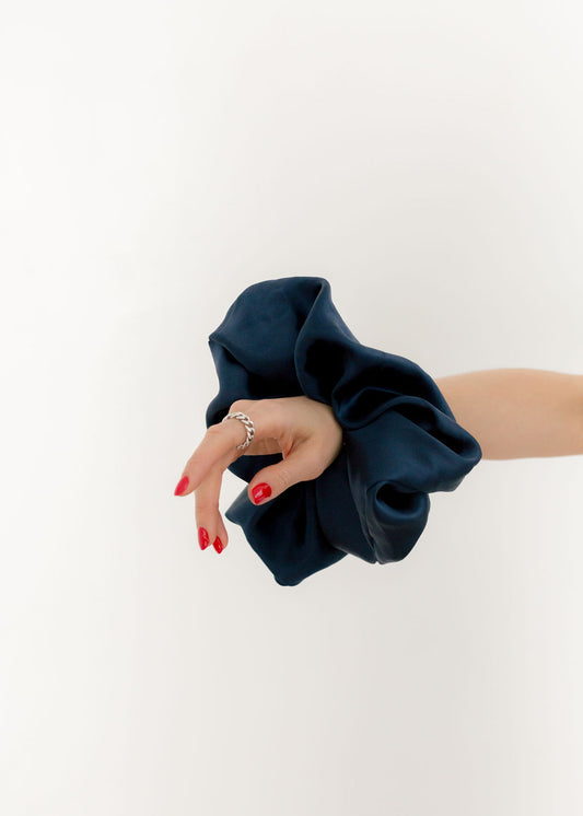 A BRONZE AGE - SILK SCRUNCHIE - NAVY