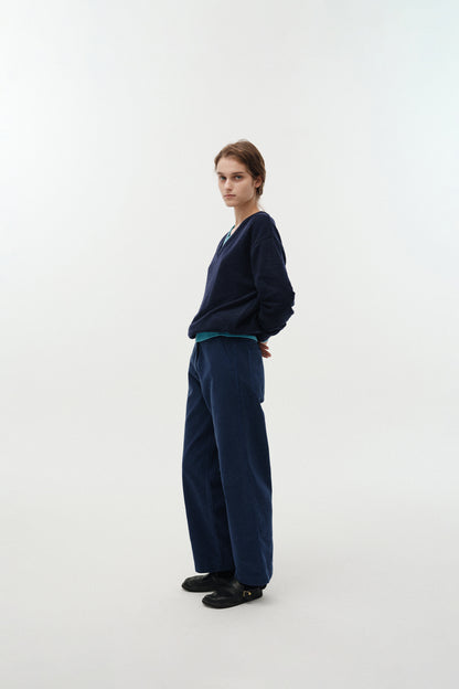 NOTHING WRITTEN PAAN COTTON WORK PANTS - BLUE