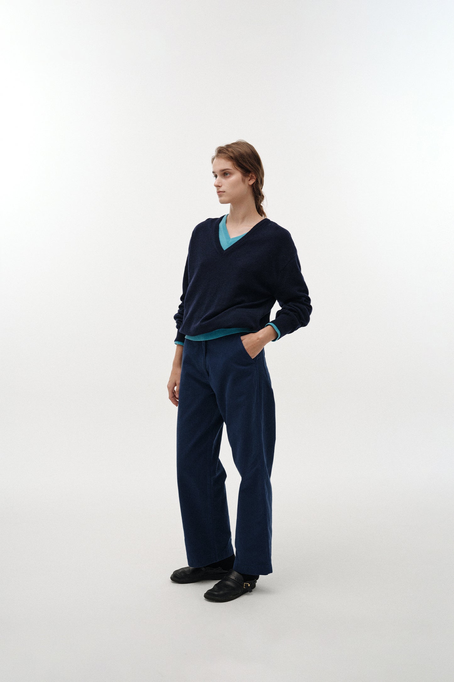 NOTHING WRITTEN PAAN COTTON WORK PANTS - BLUE