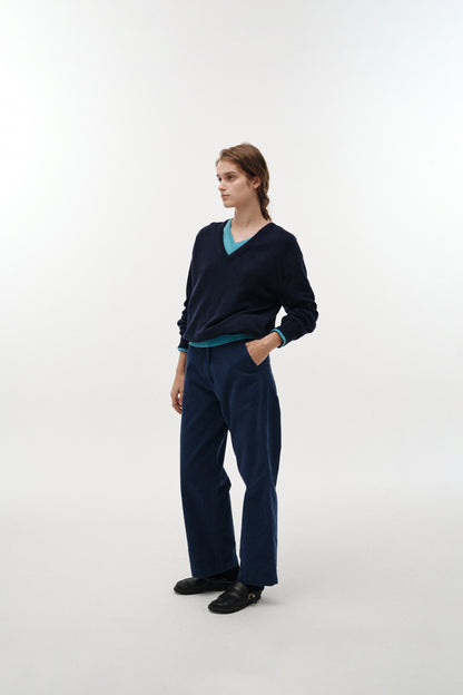 NOTHING WRITTEN PAAN COTTON WORK PANTS - BLUE