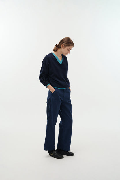 NOTHING WRITTEN PAAN COTTON WORK PANTS - BLUE