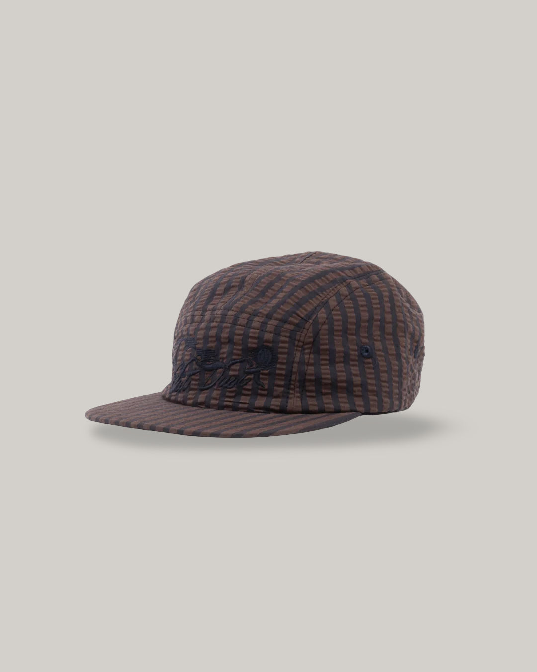 GIRLS OF DUST 5 PANELS CAP - BELFAST SEERSUCKER - COFFEE/ NAVY