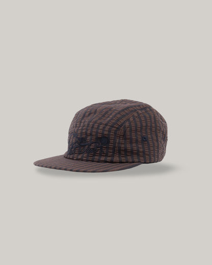 GIRLS OF DUST 5 PANELS CAP - BELFAST SEERSUCKER - COFFEE/ NAVY
