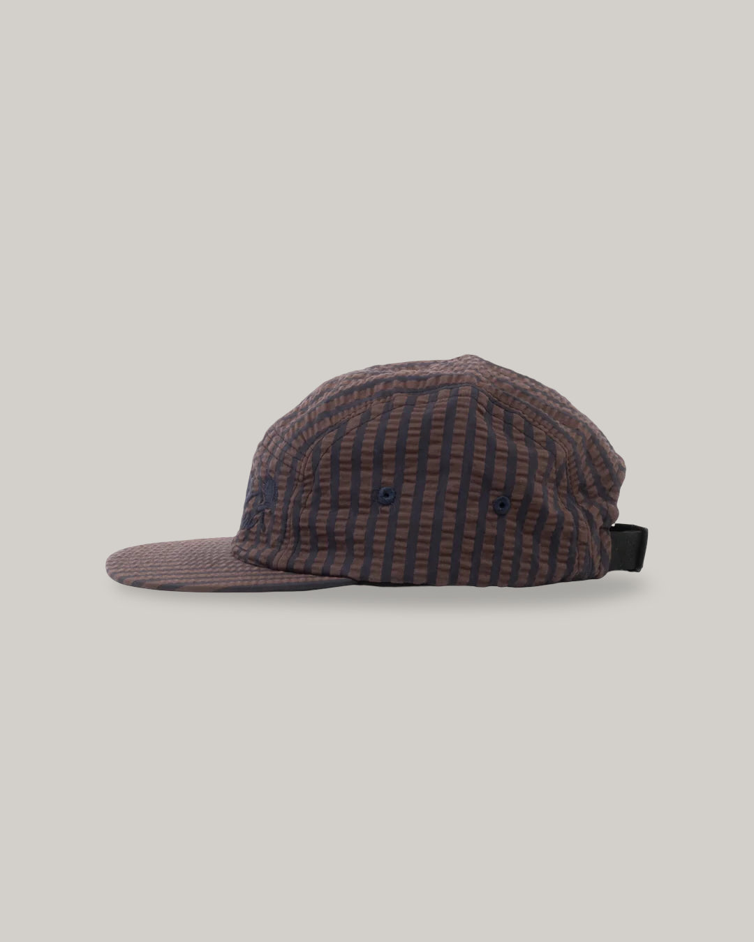 GIRLS OF DUST 5 PANELS CAP - BELFAST SEERSUCKER - COFFEE/ NAVY