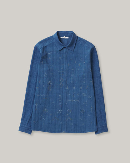11.11 TANGALIYA WEAVE COTTON SHIRT - INDIGO