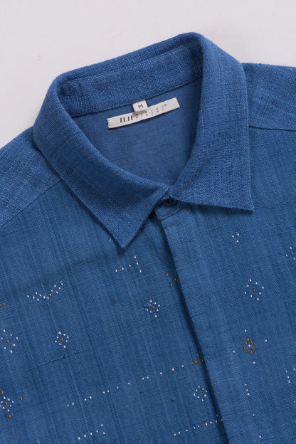 11.11 TANGALIYA WEAVE COTTON SHIRT - INDIGO