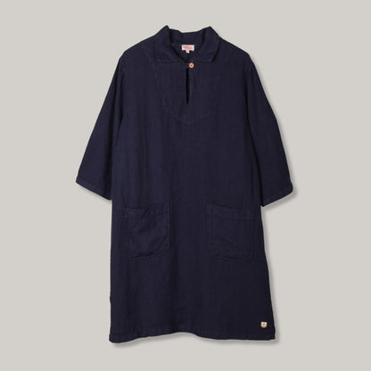 ARMOR LUX HERITAGE LINEN SMOCK DRESS - SEAL