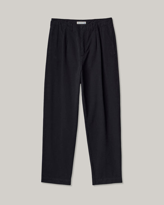 MERZ B. SCHWANEN RIDER01T PLEATED TWILL PANTS - DEEP BLACK