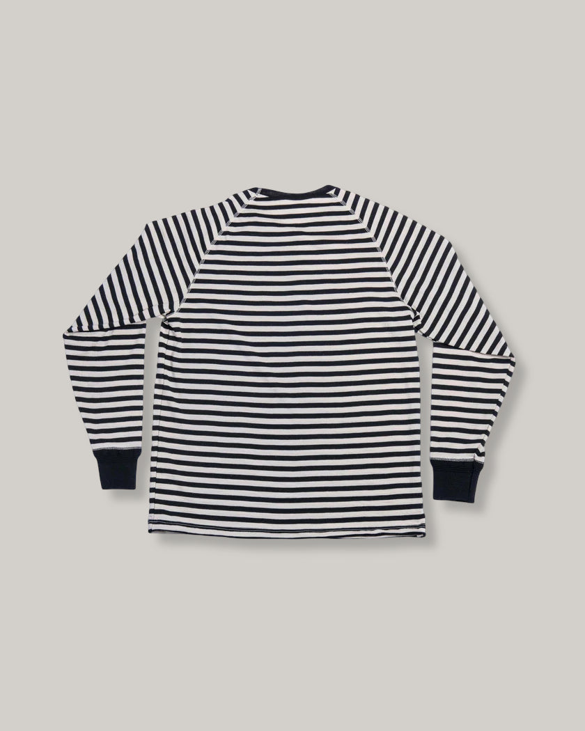 HEIMAT MERINO RAGLAN STRIPE LONG SLEEVE TEE - SCHWARZ/ SEASHELL