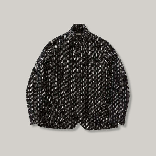 BLUE BLUE JAPAN SLUB YARN TWEED 5B JACKET - BLACK