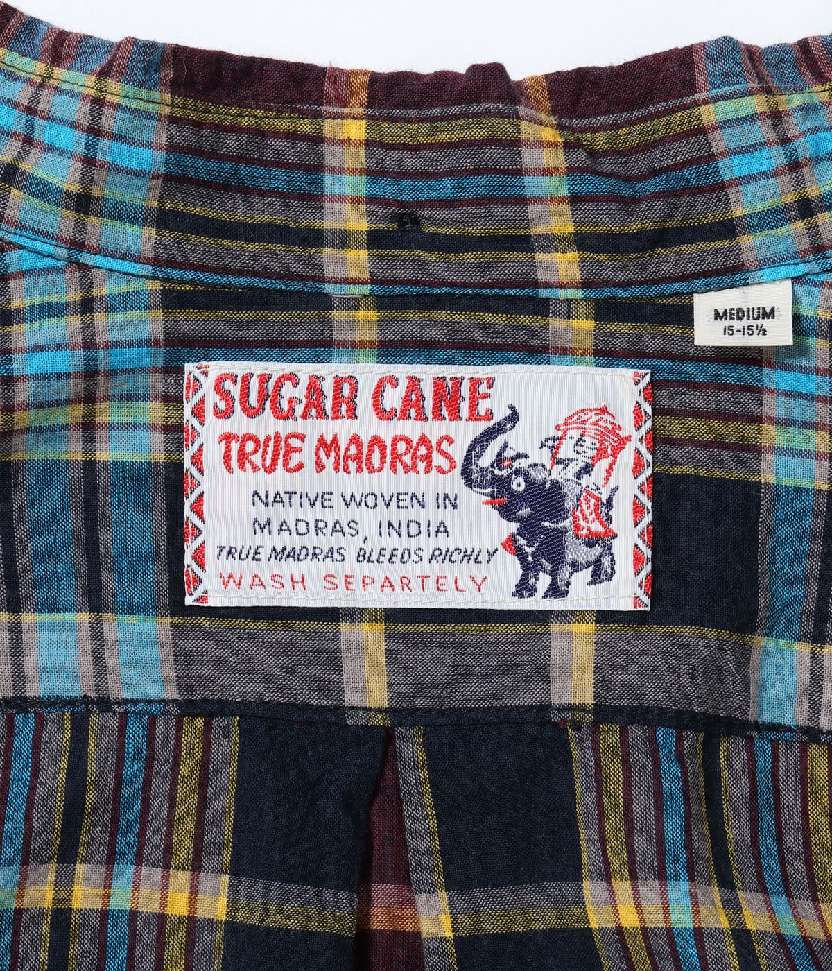 SUGAR CANE INDIA MADRAS CHECK BUTTON DOWN SHIRT - BLACK