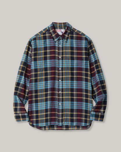 SUGAR CANE INDIA MADRAS CHECK BUTTON DOWN SHIRT - BLACK