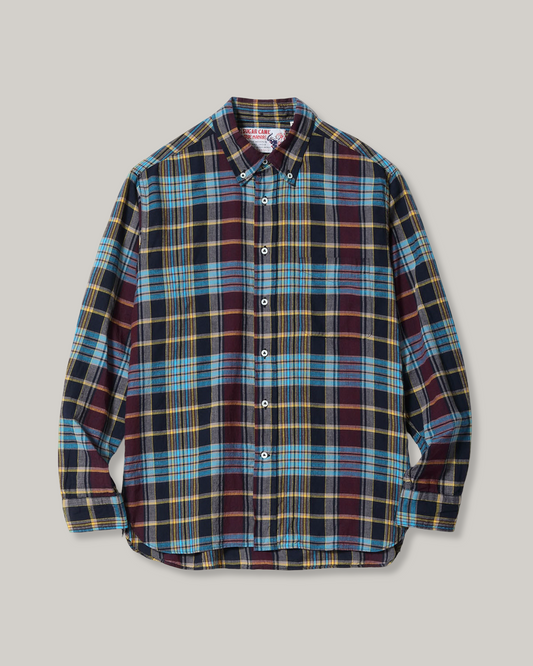 SUGAR CANE INDIA MADRAS CHECK BUTTON DOWN SHIRT - BLACK