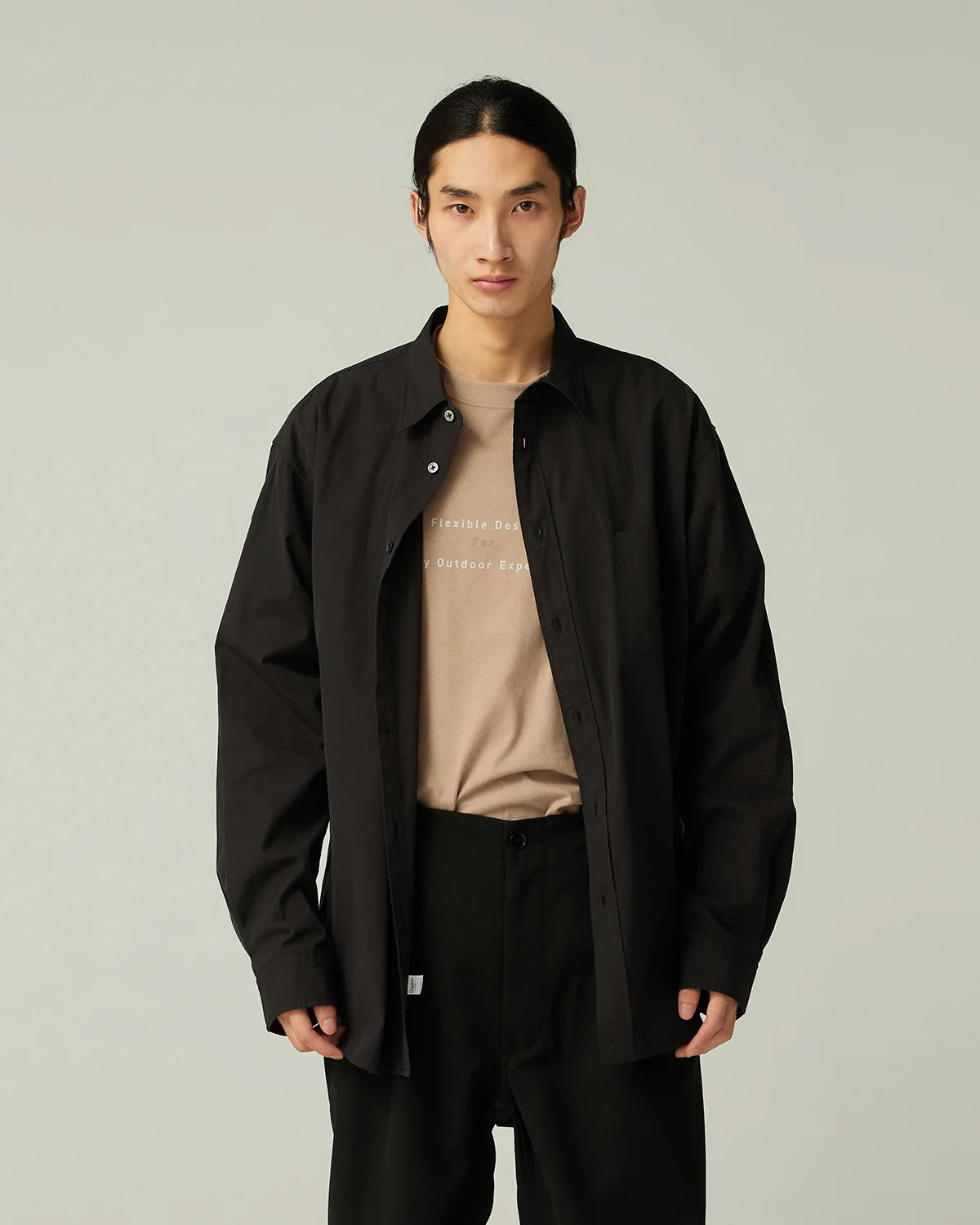 SNOW PEAK ORGANIC COTTON SHIRT - BLACK