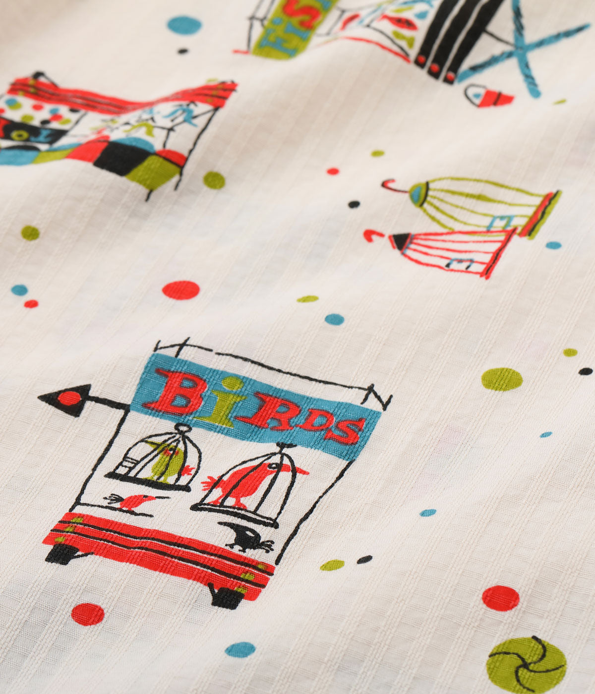 STAR OF HOLLYWOOD DOBBY COTTON OPEN SHIRT "STREET STALL" - OFF - WHITE