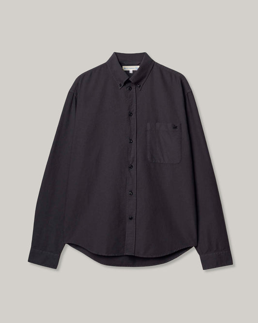 MERZ B. SCHWANEN SHIRT190X BUTTON DOWN OXFORD - CHARCOAL