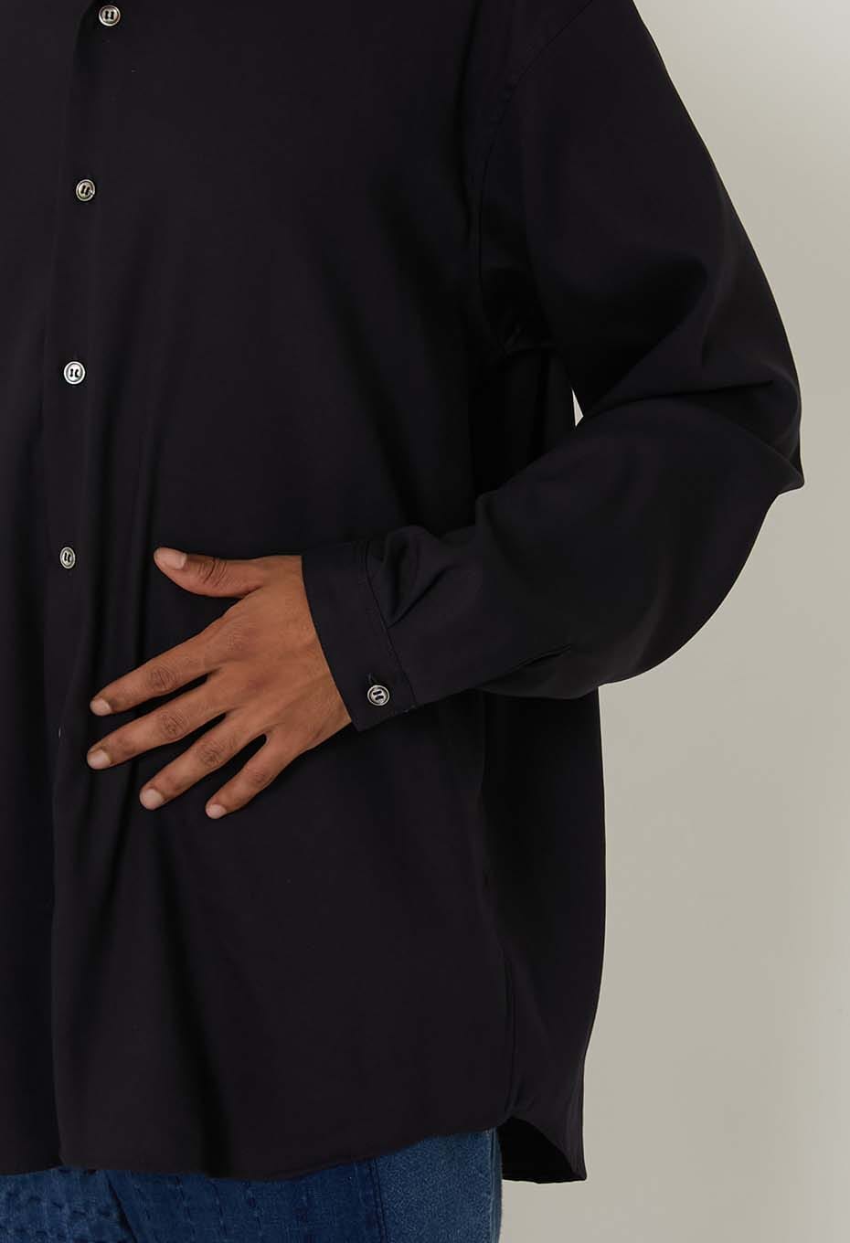 BLUE BLUE JAPAN STRETCH DRY TWILL LS SHIRT - DARK NAVY