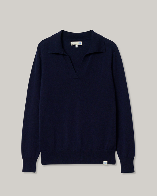 MERZ B. SCHWANEN WOMEN'S V-NECK PULLOVER - DARK NAVY