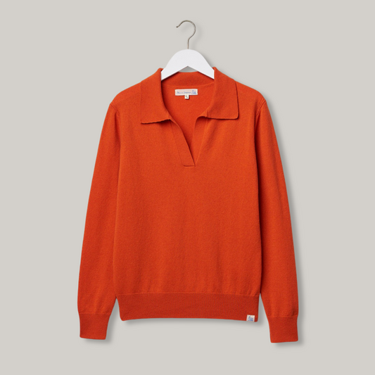 MERZ B SCHWANEN WOMEN'S V-NECK PULLOVER - PUMPKIN