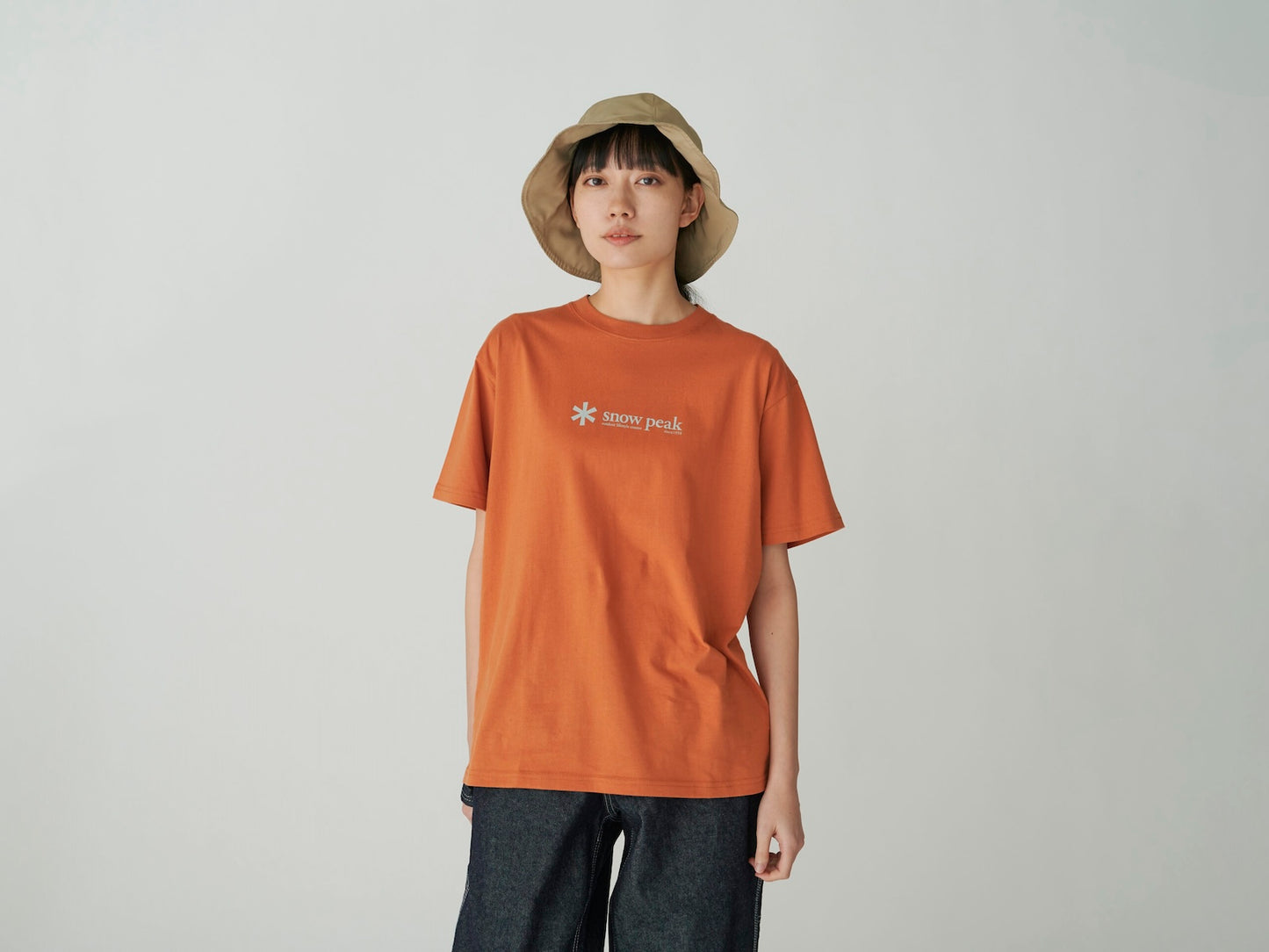 SNOW PEAK SOFT COTTON LOGO T-SHIRT - ORANGE