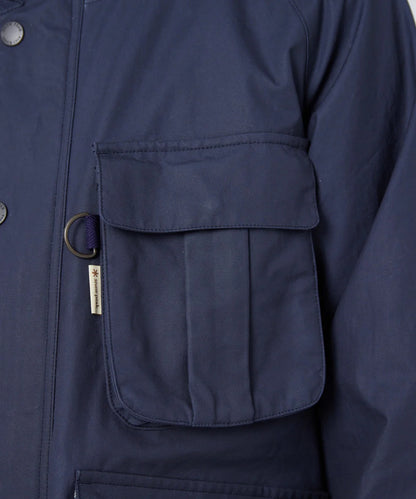 SNOW PEAK TRAD LABEL WAXED COTTON HOODIE - NAVY