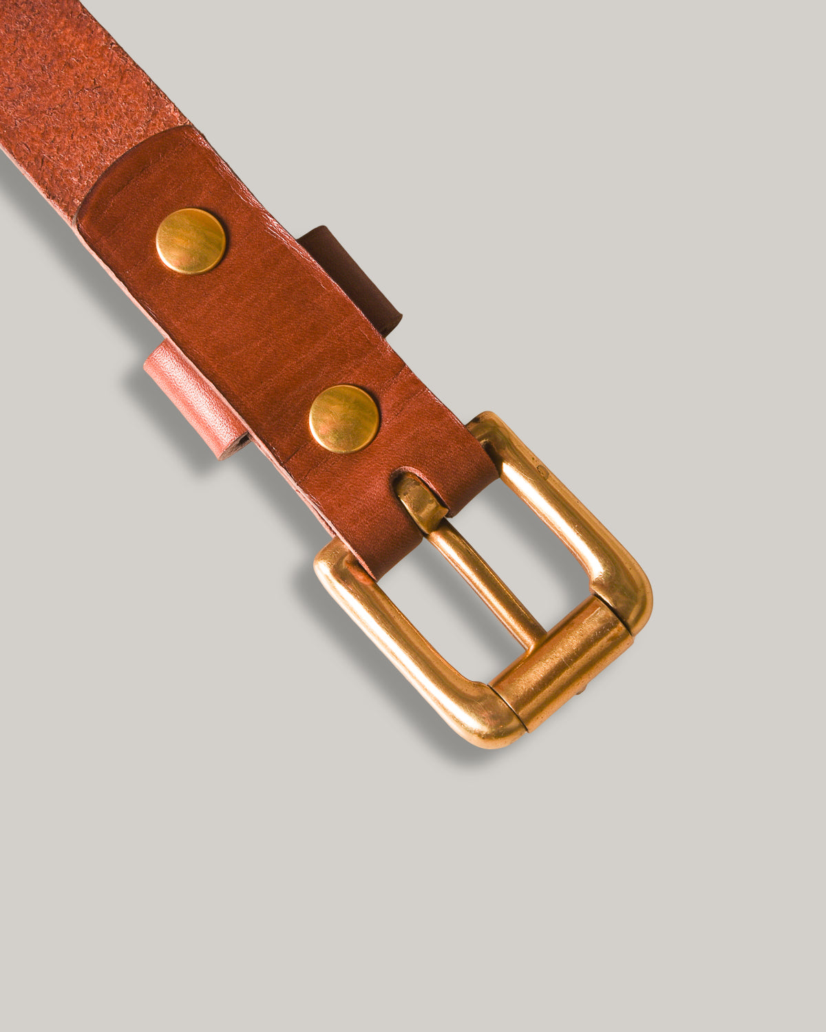 STEVE MONO BRASS BUCKLE BELT 005 - COGNAC