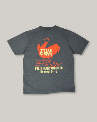SUN SURF SLUB YARN TEE 'FRESH ISLAND CHICKEN' - BLACK