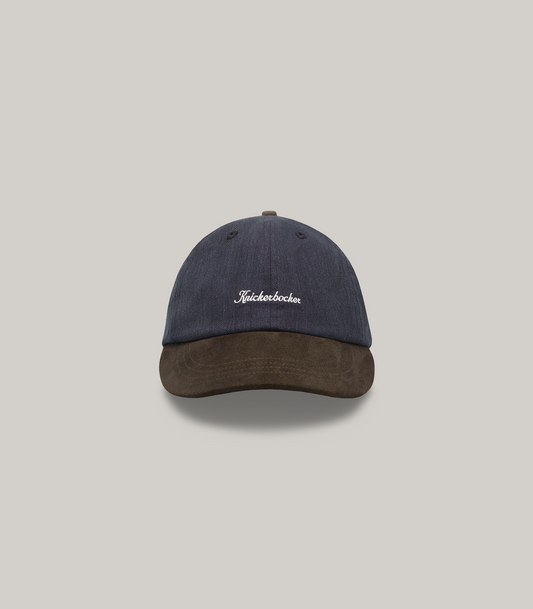 KNICKERBOCKER SCRIPT COTTON & LINEN CAP - BLACK
