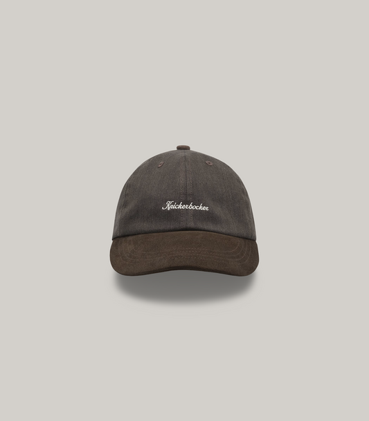 KNICKERBOCKER SCRIPT COTTON & LINEN CAP - COFFEE