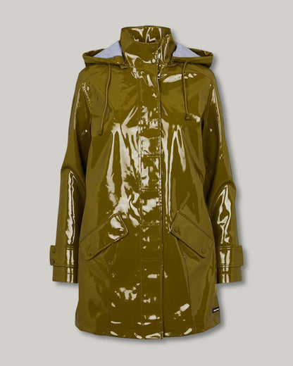 ARMOR LUX LADIES SHINY RAIN JACKET - FIR GREEN