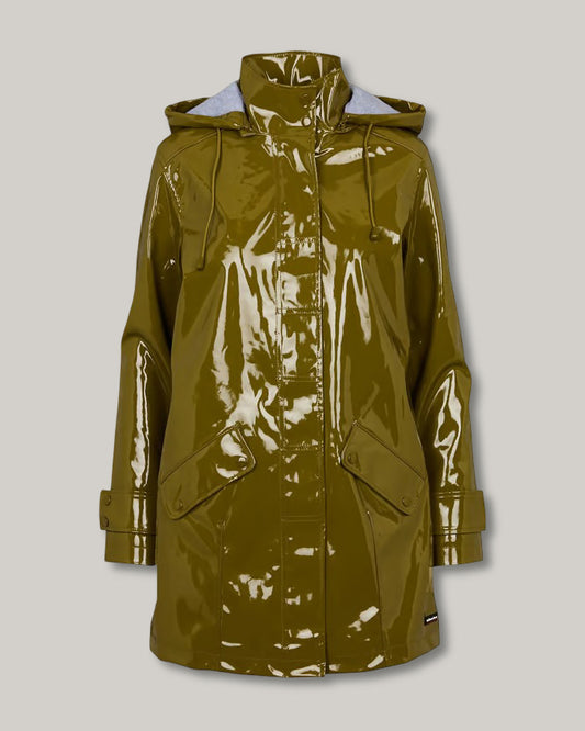 ARMOR LUX LADIES SHINY RAIN JACKET - FIR GREEN