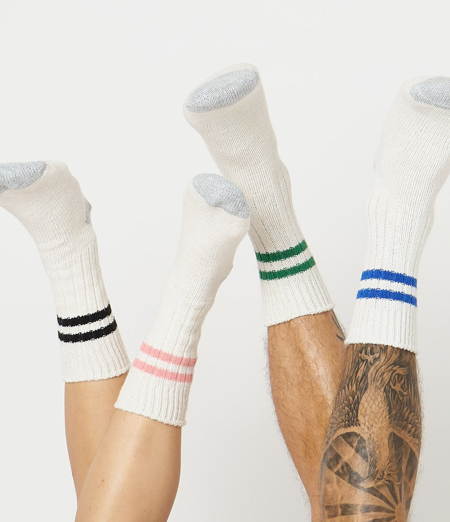 MERZ B SCHWANEN RECYCLED COTTON STRIPED SOCKS - NATURE/ PEACH