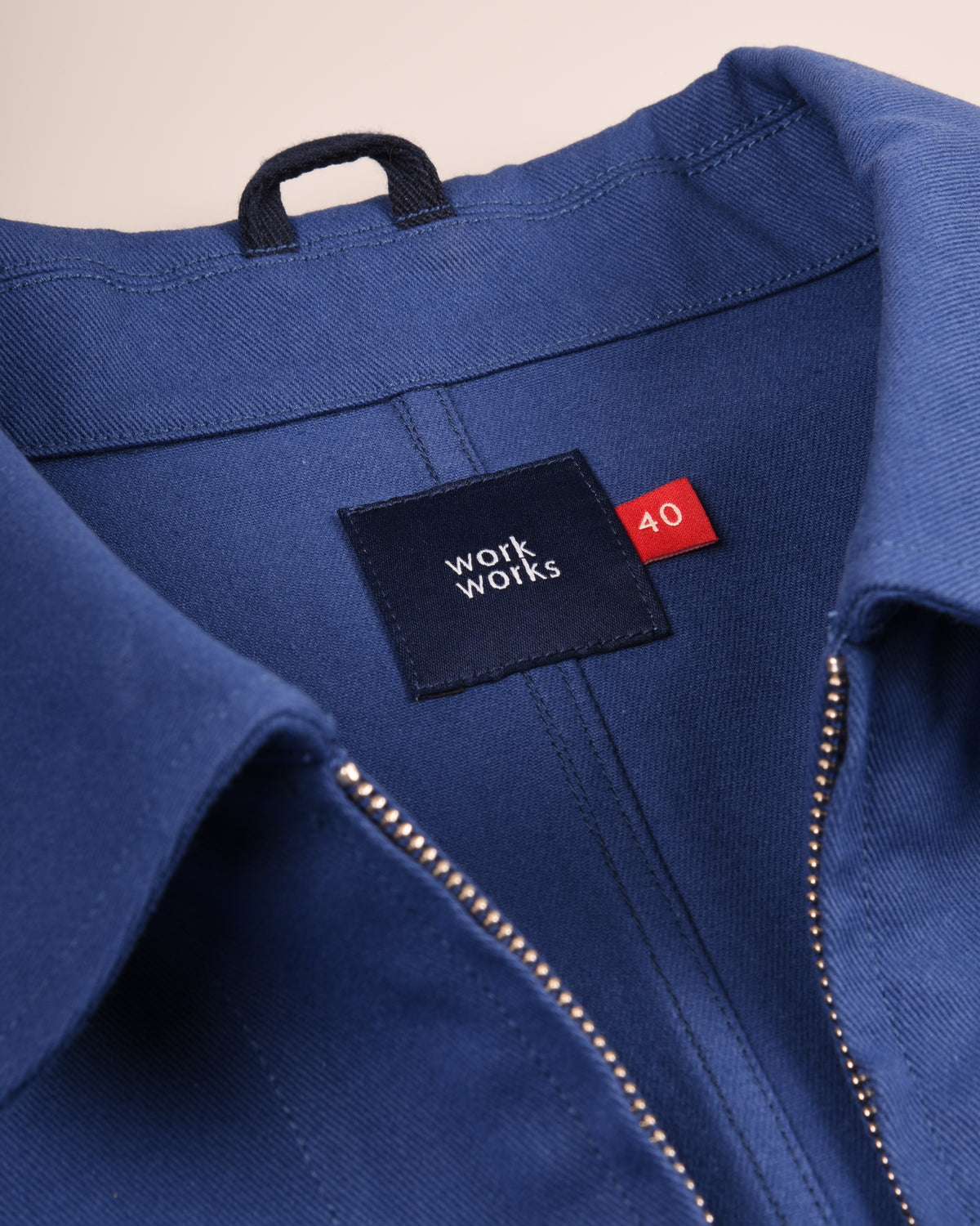 WORK WORKS WOMEN'S ZIP UP CROPPED JACKET - BLUE TWILL