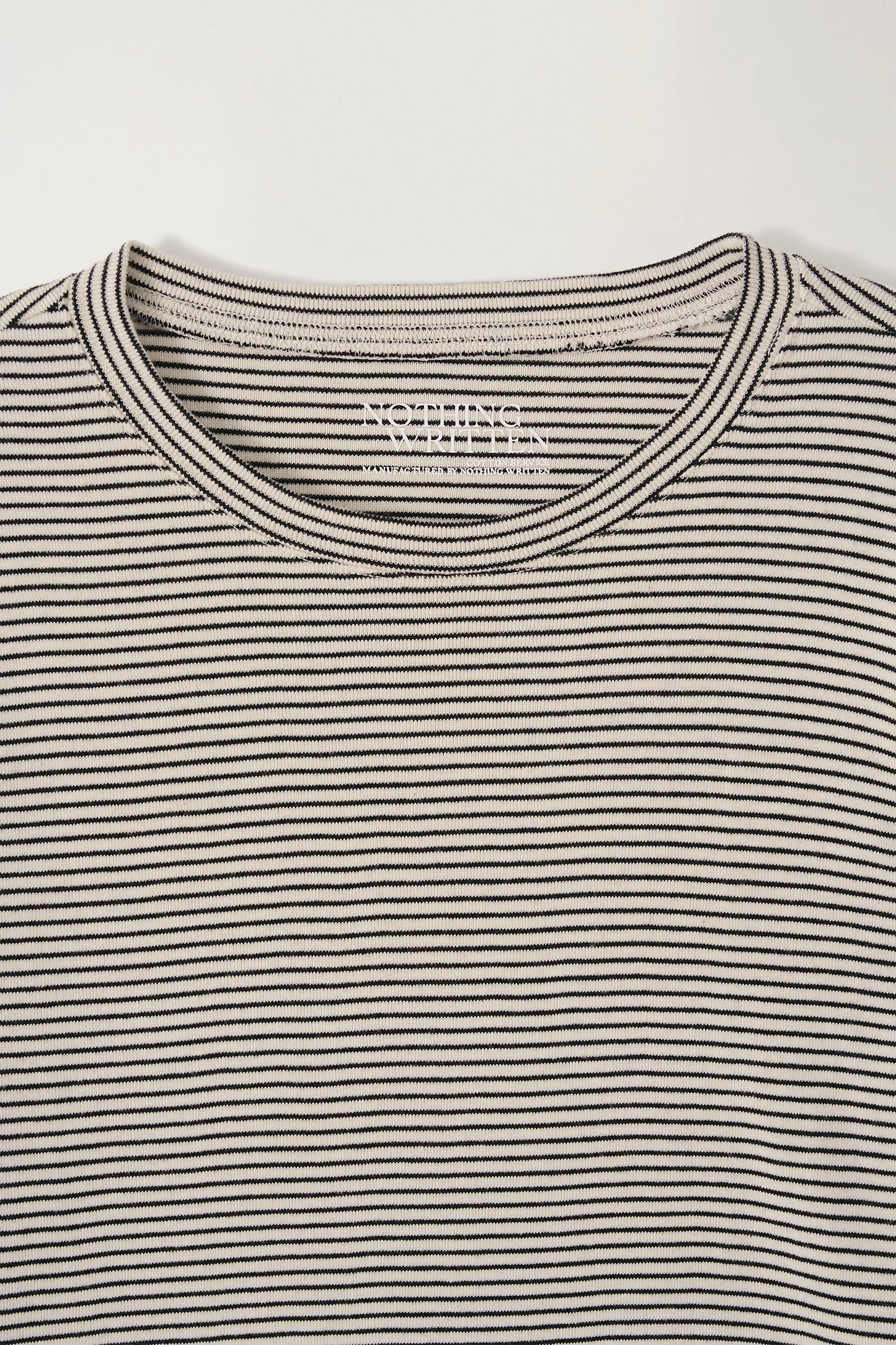 NOTHING WRITTEN STRIPE COTTON T-SHIRT - BLACK