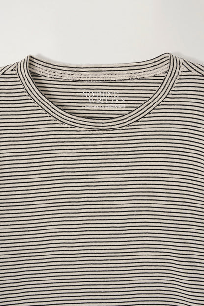 NOTHING WRITTEN STRIPE COTTON T-SHIRT - BLACK