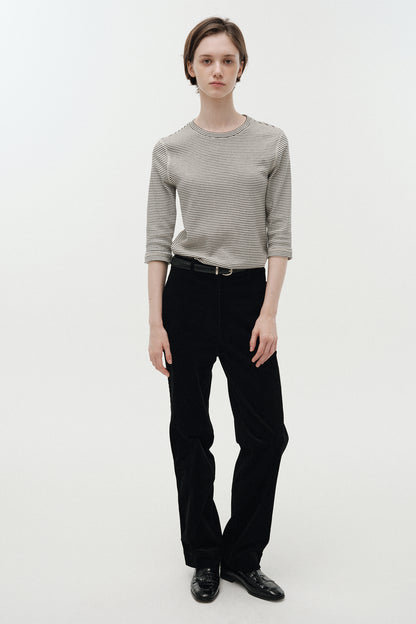NOTHING WRITTEN STRIPE COTTON T-SHIRT - BLACK