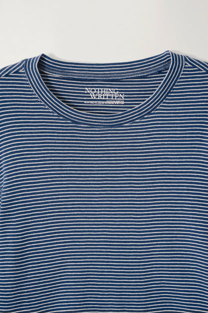 NOTHING WRITTEN STRIPE COTTON T-SHIRT - BLUE