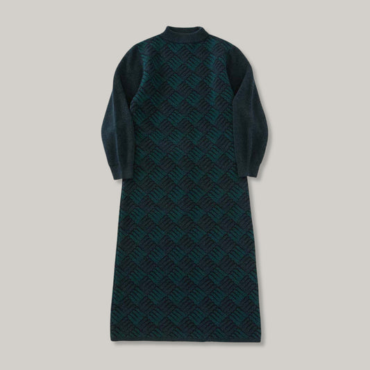 BLUE BLUE JAPAN WOMEN'S WIND AND WAVE PATTERN DRESS - TEAL