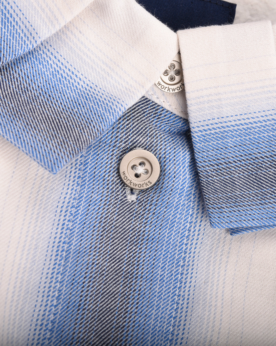 WORK WORKS WOMENS PLEATED WORK SHIRT - BLUE CHECK
