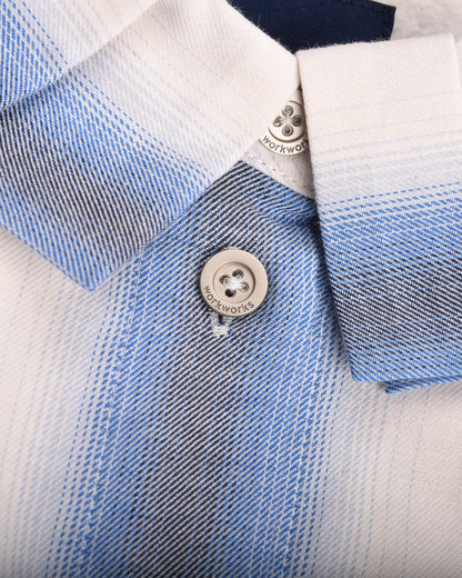 WORK WORKS WOMENS PLEATED WORK SHIRT - BLUE CHECK