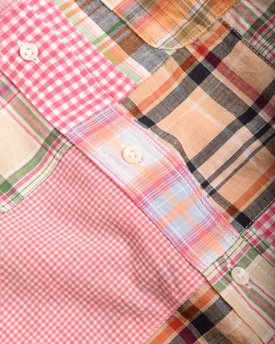 SUGAR CANE INDIA MADRAS PATCHWORK BUTTON SHIRT - PINK